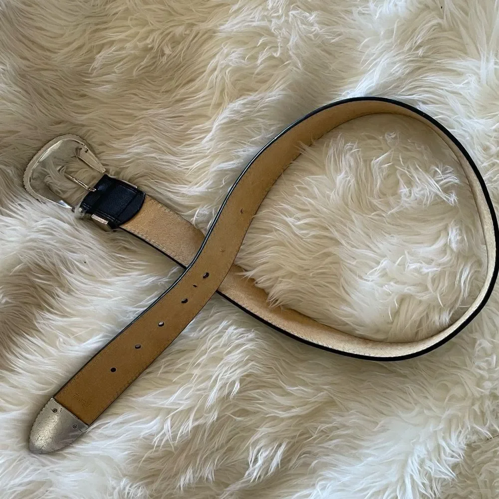 Black leather western belt